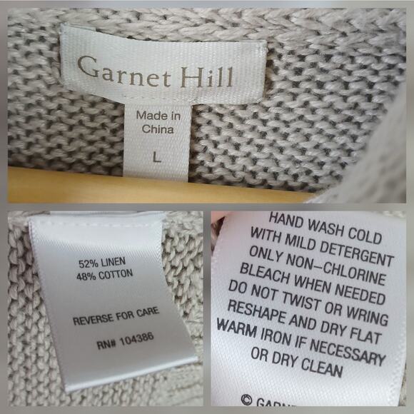 Garnet Hill SZ L Linen Cotton Blend Comfy Cowl Neck Pullover Tunic Length - Picture 6 of 6